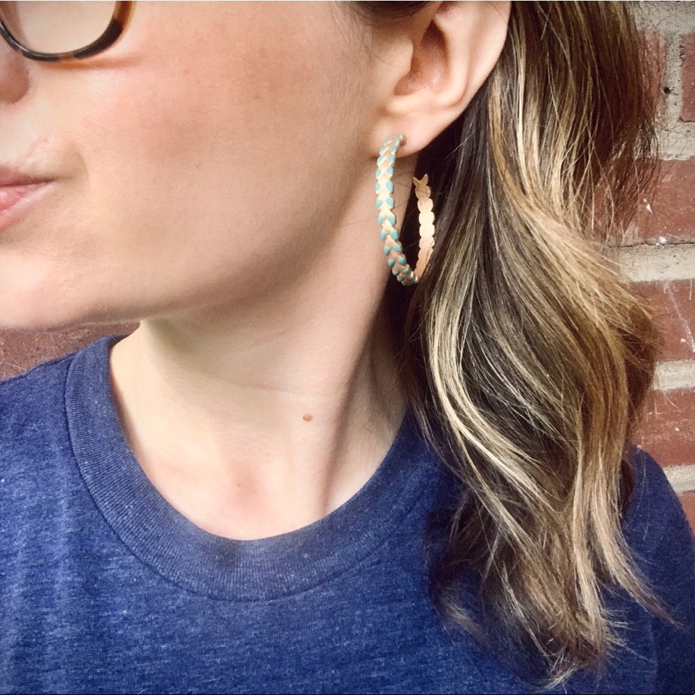 HP! LAST CHANCE! 🔥Gold & Turquoise Hoops